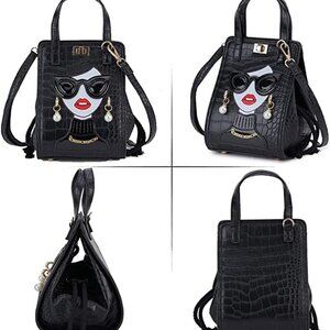 Lady Face Purses and Handbags for Women Casual Shoulder Bag Fashion Bat Bag